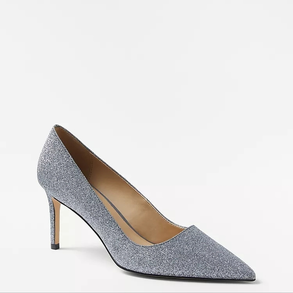 NWT Silver Sparkle Glitter Ann Taylor Pump